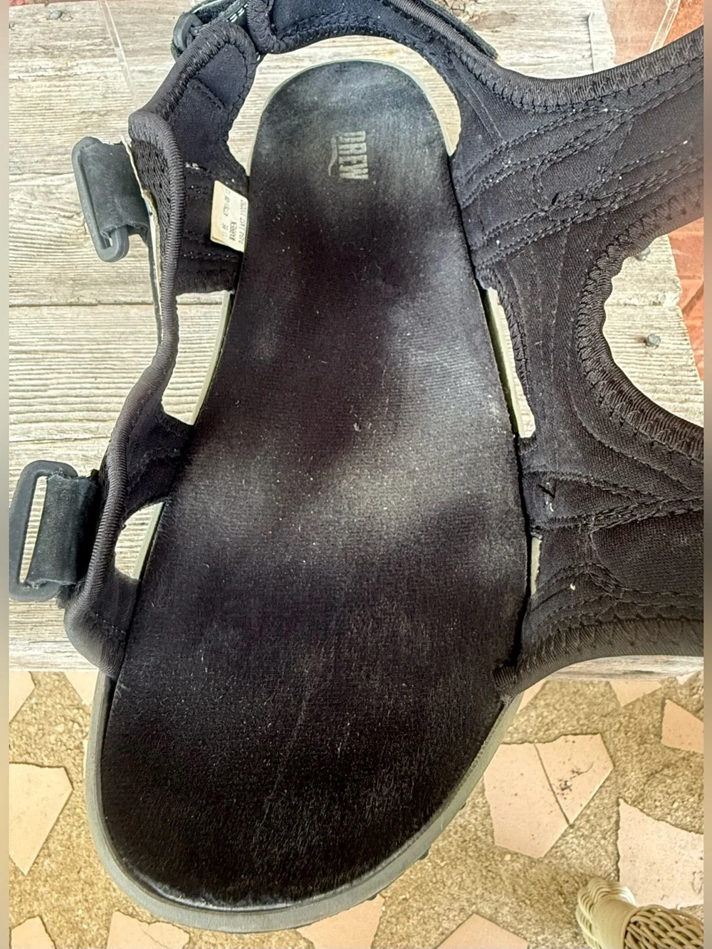 Drew Warren Orthopedic Sandals Mens Sz 11 6E Ankle Strap Black Tan Leather Shoes